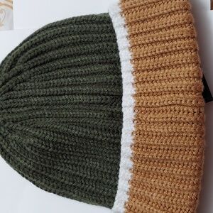 Frye Green and Brown Knit Beanie